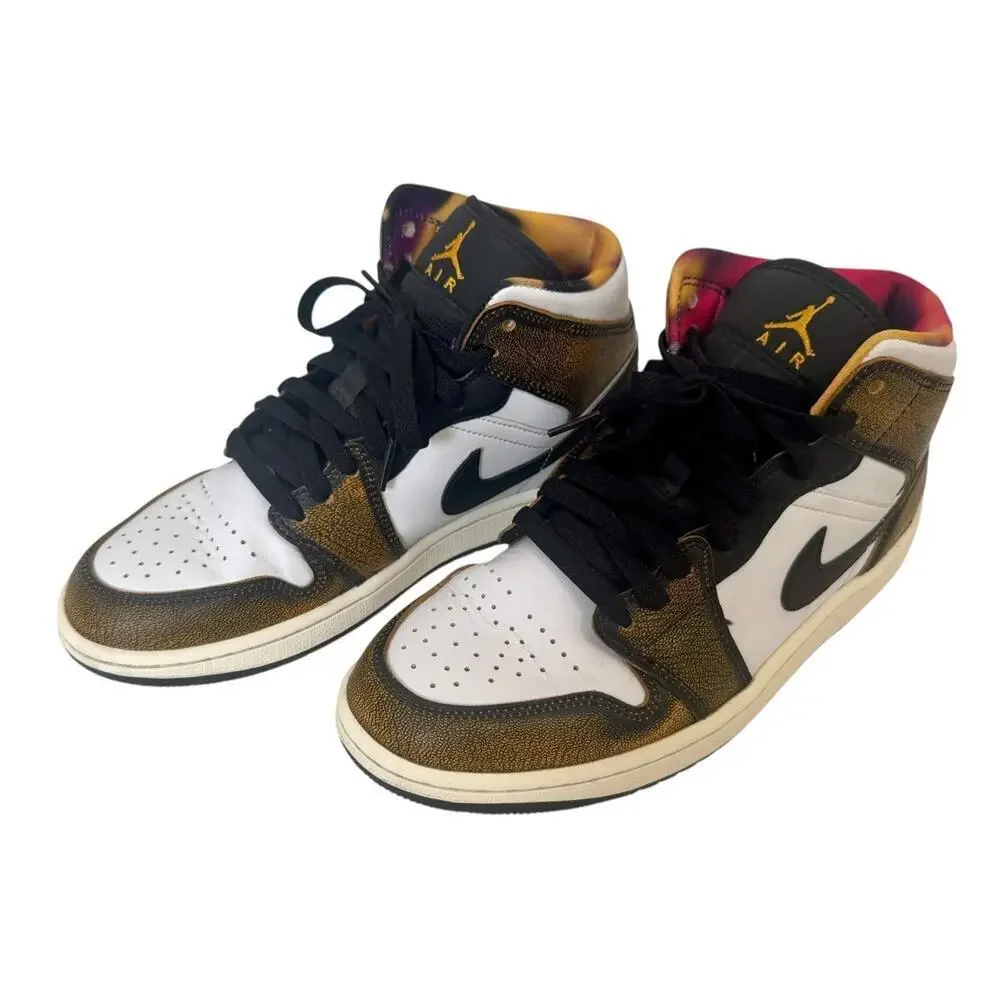 NIKE AIR JORDAN 1 Mid SE Retro Wear Away Taxi Shoes Black/White/Sail Men’s 7.5